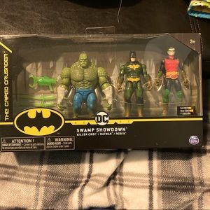 DC Swamp Showdown Toys Set. (Killer Croc/ Batman/ Robin) 1st Edition NEW.